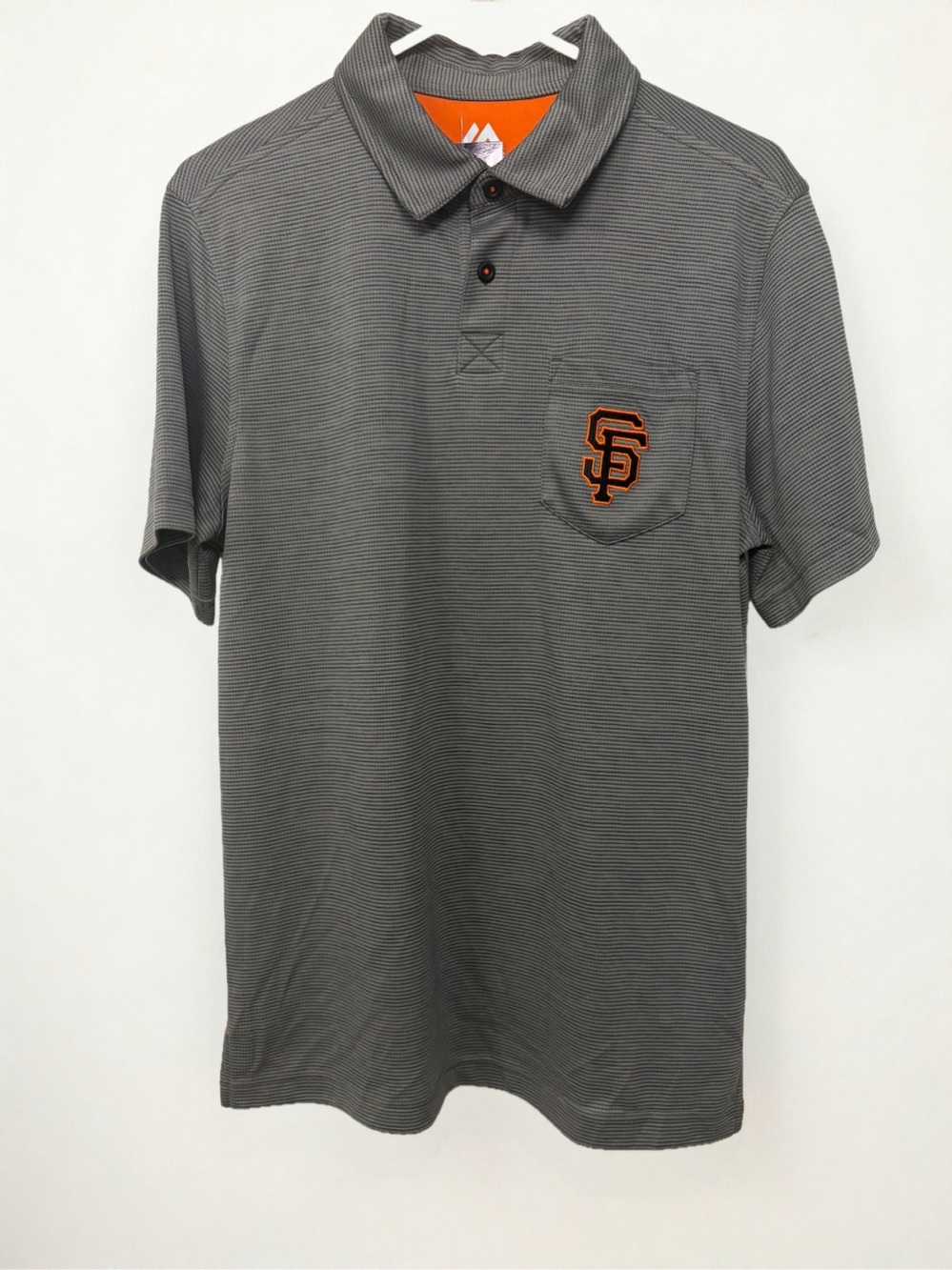 Majestic Grey Microstripe Polo with Orange SF Chest Logo